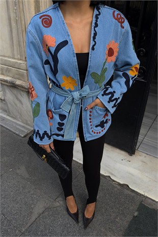 Bloom Nakış Detaylı Denim Ceket    5208