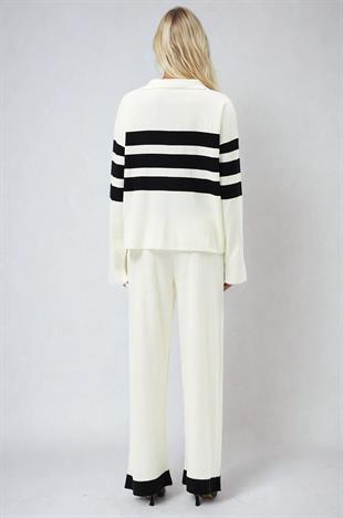 Cerly Çizlili Triko Pantolon Kazak Takım 9977 R4-F-K3