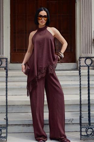 Dantel Detaylı Pantolon Bluz Set  10330