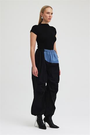 Denim Garnili Lastikli Kargo Pantolon 0105 R2-G-K1