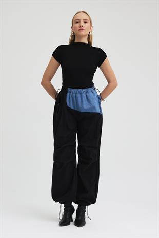 Denim Garnili Lastikli Kargo Pantolon 0105 R2-G-K1