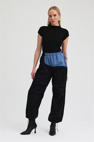 Denim Garnili Lastikli Kargo Pantolon 0105 R2-G-K1