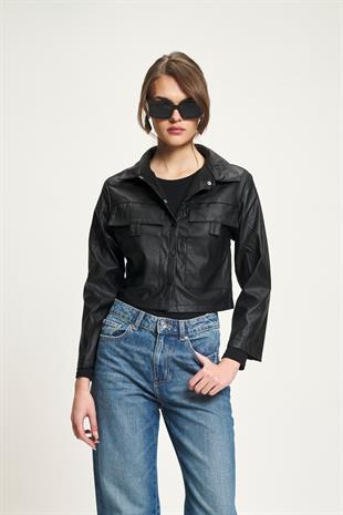 Deri Crop Ceket 7087 R1-F-K3