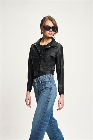 Deri Crop Ceket 7087 R1-F-K3