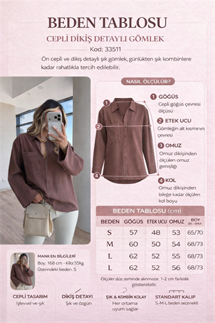 Dikiş Detaylı Gömlek Yaka Modal Bluz 3511