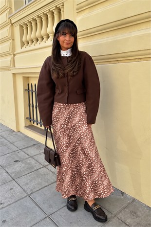 Elara Animal Print Saten Etek  4101