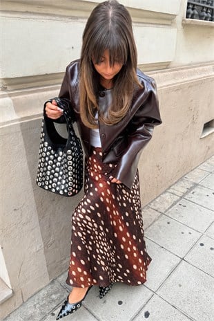 Elara Animal Print Saten Etek  4101