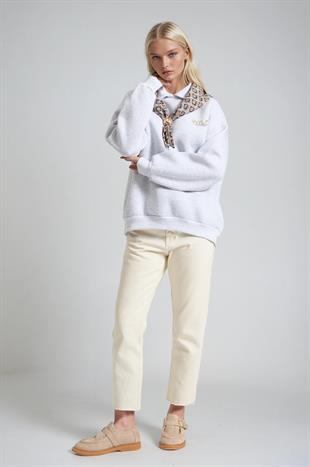 Eşarp Detaylı Oversize Sweatshirt 3498