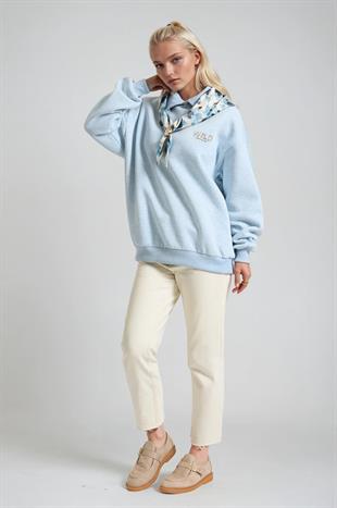 Eşarp Detaylı Oversize Sweatshirt 3498