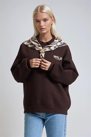 Eşarp Detaylı Oversize Sweatshirt 3498