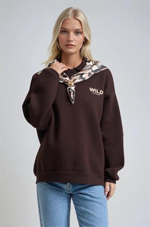 Eşarp Detaylı Oversize Sweatshirt 3498