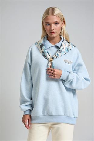 Eşarp Detaylı Oversize Sweatshirt 3498