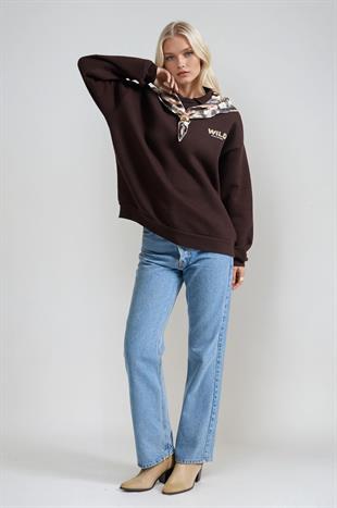 Eşarp Detaylı Oversize Sweatshirt 3498