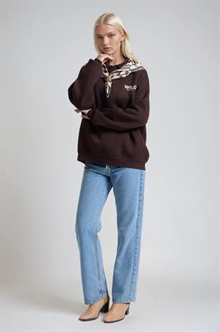 Eşarp Detaylı Oversize Sweatshirt 3498