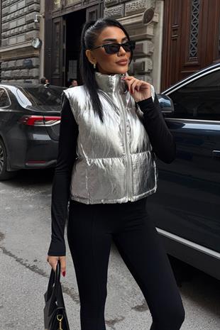 Fermuarlı Silver Şişme Yelek 5189 R10-H-K1