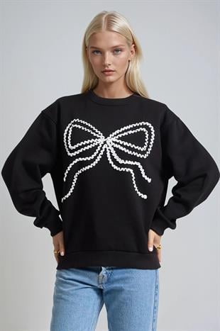Fiyonk Nakışlı Oversize Sweatshirt 3497