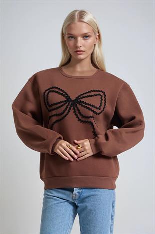 Fiyonk Nakışlı Oversize Sweatshirt 3497