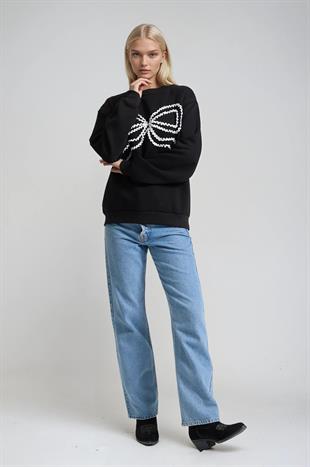 Fiyonk Nakışlı Oversize Sweatshirt 3497