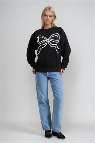 Fiyonk Nakışlı Oversize Sweatshirt 3497