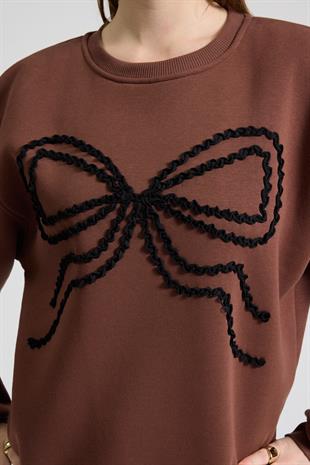 Fiyonk Nakışlı Oversize Sweatshirt 3497