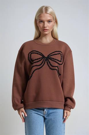 Fiyonk Nakışlı Oversize Sweatshirt 3497