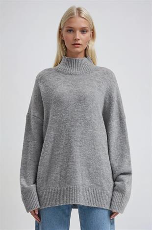 Geniş Lastikli Oversize Triko Kazak 1414