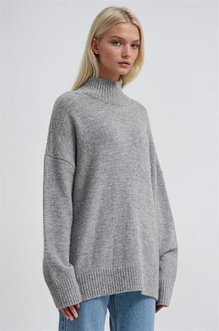 Geniş Lastikli Oversize Triko Kazak 1414