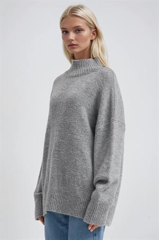 Geniş Lastikli Oversize Triko Kazak 1414
