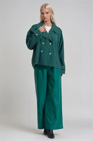 Geniş Yakalı Kruvaze Trench Ceket 7126