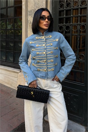 Gold Kontrast Dikişli Denim Ceket  6215