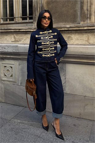 Gold Kontrast Dikişli Denim Ceket  6215