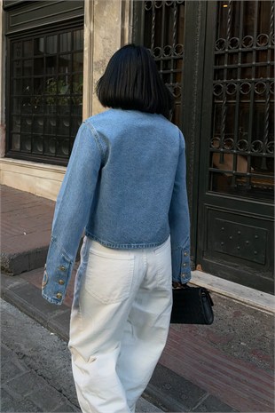 Gold Kontrast Dikişli Denim Ceket  6215