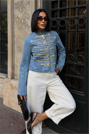 Gold Kontrast Dikişli Denim Ceket  6215