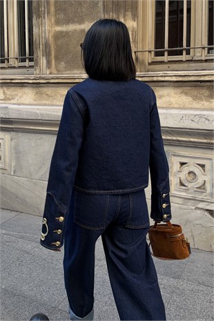 Gold Kontrast Dikişli Denim Ceket  6215