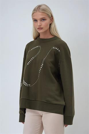 Gümüş Taşlı Sweatshirt 8052 R3-C-K3