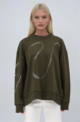 Gümüş Taşlı Sweatshirt 8052 R3-C-K3