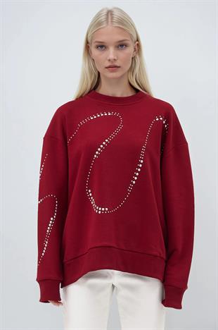 Gümüş Taşlı Sweatshirt 8052 R3-C-K3