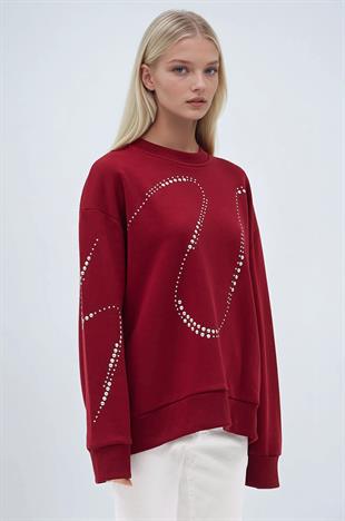 Gümüş Taşlı Sweatshirt 8052 R3-C-K3