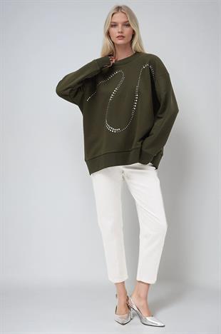 Gümüş Taşlı Sweatshirt 8052 R3-C-K3