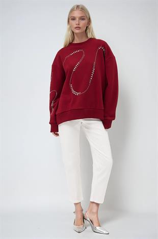 Gümüş Taşlı Sweatshirt 8052 R3-C-K3