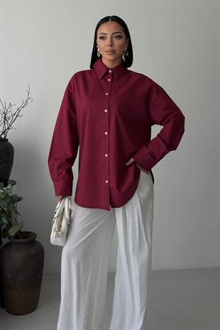Klasik Oversize Poplin Gömlek 3421 R8-H-K4