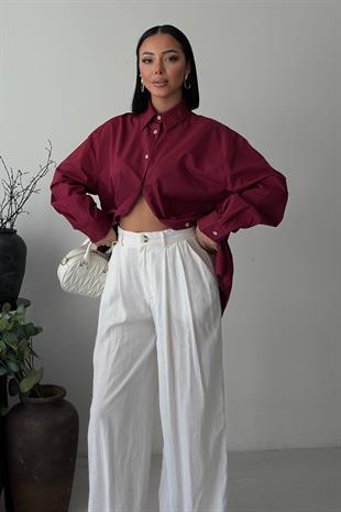 Klasik Oversize Poplin Gömlek 3421 R8-H-K4