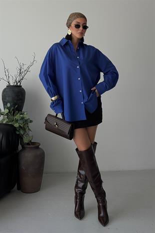 Klasik Oversize Poplin Gömlek 3421 R8-H-K4