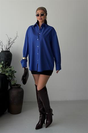 Klasik Oversize Poplin Gömlek 3421 R8-H-K4