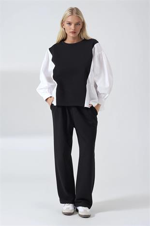Kolları Poplin Detaylı Sweat Pantolon Takım 10322
