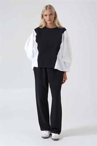 Kolları Poplin Detaylı Sweat Pantolon Takım 10322