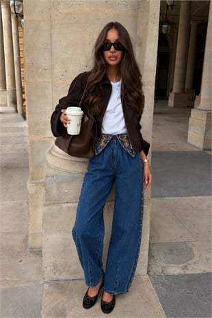 Maren Çiçek Nakışlı Balon Jean  0153