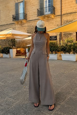 Mila Kontrast Dikişli Denim Tulum 1433