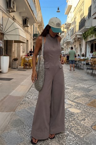 Mila Kontrast Dikişli Denim Tulum 1433