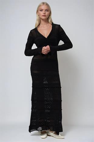 Mirca Maxi Fırfır Detaylı Örme Elbise 2798 R4-E-K5